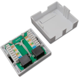 XtendLan Zásuvka 2x RJ-45, Cat5e, nestíněná, na zeď, spodní vývod, narážecí
