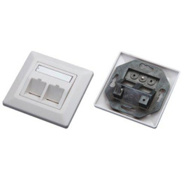 XtendLan Zásuvka 2x RJ-45, neosazená, pod omítku, šikmý vývod, krytka proti prachu