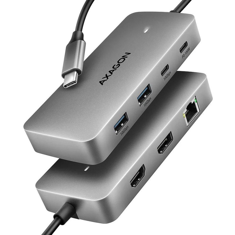 AXAGON multi USB-C hub 7in1 / HMC-CUB83X2 / 1x HDMI / 1x DP 8k/30Hz / PD100W / 1xUSB-C / 2x USB-A / kabel 15cm