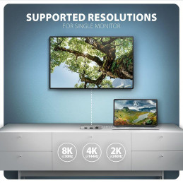 AXAGON multi USB-C hub 7in1 / HMC-CUB83X2 / 1x HDMI / 1x DP 8k/30Hz / PD100W / 1xUSB-C / 2x USB-A / kabel 15cm