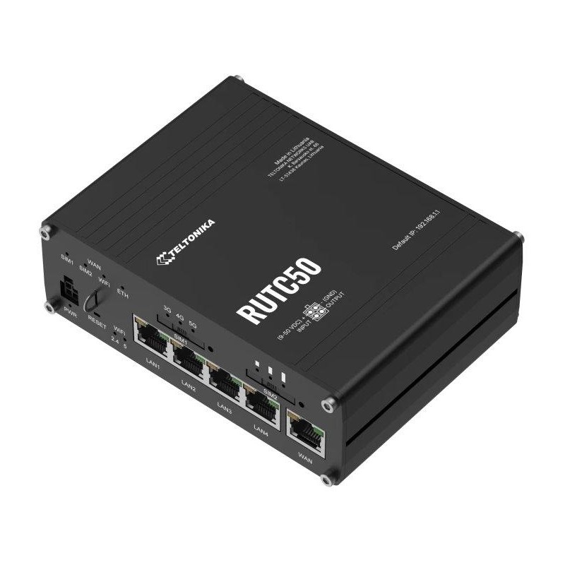 Teltonika RUTC50 průmyslový router, 5G, Dual SIM, WiFi 6