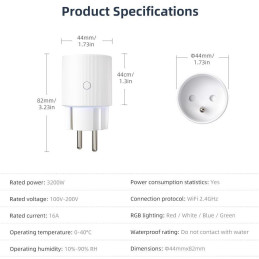 IMMAX NEO SMART chytrá vnitřní zásuvka THIN s kolíkem (typ E)/ IP20/ LED podsvícení/ RGB/ Wi-Fi/ LIDL/ TUYA