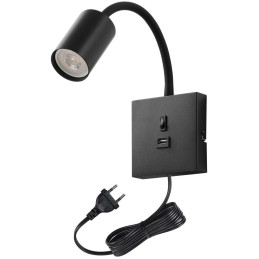 IMMAX PUNTO USB flexibilní nástěnné svítidlo s vypínačem, 9W, GU10, černé