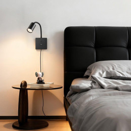 IMMAX PUNTO USB flexibilní nástěnné svítidlo s vypínačem, 9W, GU10, černé