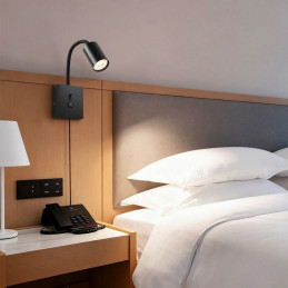 IMMAX PUNTO USB flexibilní nástěnné svítidlo s vypínačem, 9W, GU10, černé