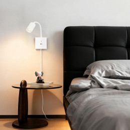 IMMAX PUNTO USB flexibilní nástěnné svítidlo s vypínačem, 9W, GU10, bílé