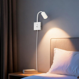 IMMAX PUNTO USB flexibilní nástěnné svítidlo s vypínačem, 9W, GU10, bílé