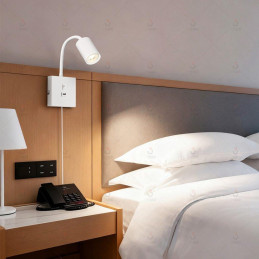 IMMAX PUNTO USB flexibilní nástěnné svítidlo s vypínačem, 9W, GU10, bílé