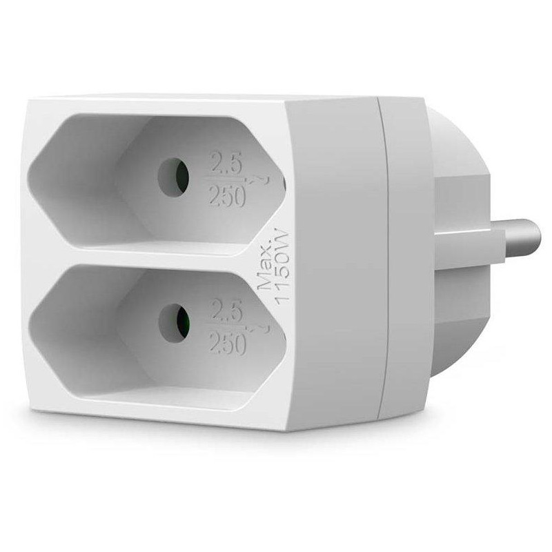 NEDIS síťový rozbočovač/ 2x zásuvka typu C (euro)/ 250 V AC 50/60 Hz/ 2,5 A/ 1100 W/ bílý