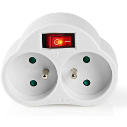 NEDIS síťový rozbočovač/ 2x zásuvka typu E (s kolíkem)/ 250 V AC 50/60 Hz/ 16 A/ 3500 W/ vypínač/ bílý
