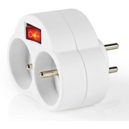 NEDIS síťový rozbočovač/ 2x zásuvka typu E (s kolíkem)/ 250 V AC 50/60 Hz/ 16 A/ 3500 W/ vypínač/ bílý