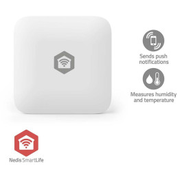 NEDIS chytrý snímač teploty a vhlkosti/ Zigbee 3.0/ napájení z baterie/ CR2032/ Android/ iOS/ bílý