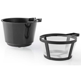 NEDIS Butler kávovar/ na jeden šálek/ dvoustěnný cestovní hrnek/ kapacita 0,4 l/ časovač/ LCD displej/ černý