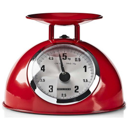 NEDIS Mellisa kuchyňská váha/ analogová/ nosnost 5kg/ vyjímatelná mísa/ nerezová ocel/ červená
