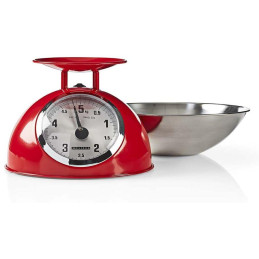 NEDIS Mellisa kuchyňská váha/ analogová/ nosnost 5kg/ vyjímatelná mísa/ nerezová ocel/ červená