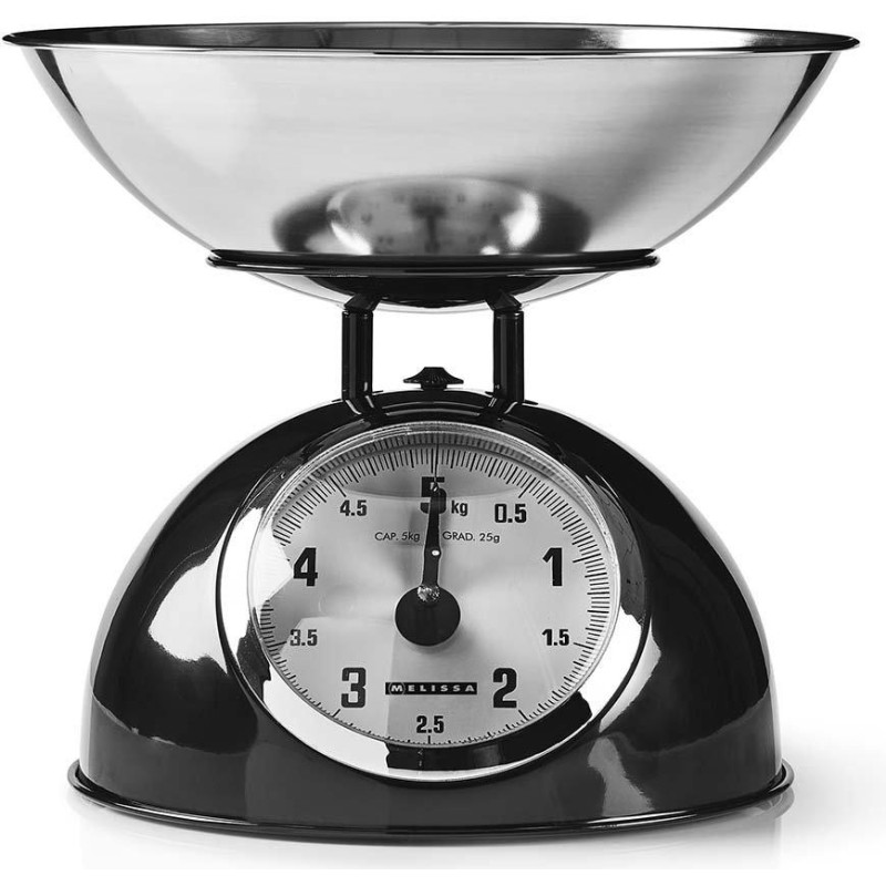 NEDIS Mellisa kuchyňská váha/ analogová/ nosnost 5kg/ vyjímatelná mísa/ nerezová ocel/ černá