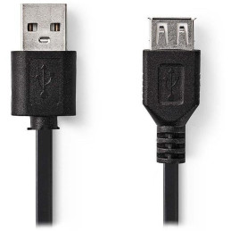 NEDIS prodlužovací kabel USB 2.0/ zástrčka USB-A - zásuvka USB-A/ černý/ bulk/ 3m