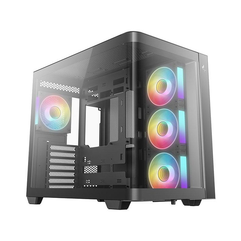DEEPCOOL skříň CG530U 4F / ATX / 4x120mm ARGB / 2xUSB / USB-C / zaoblené sklo / panoramatická / černá