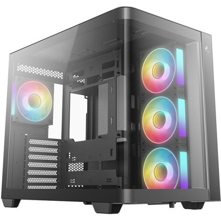 DEEPCOOL skříň CG530U 4F / ATX / 4x120mm ARGB / 2xUSB / USB-C / zaoblené sklo / panoramatická / černá