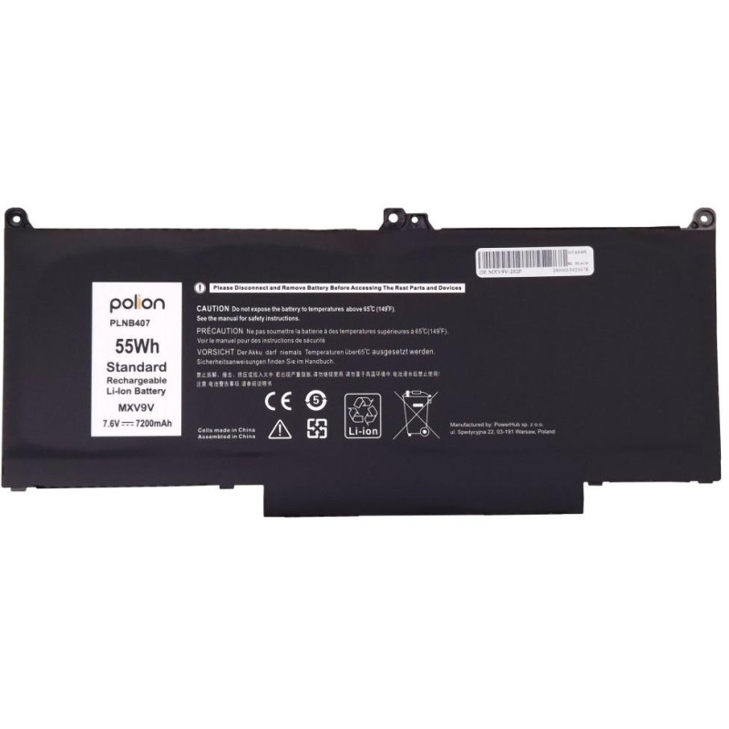 TRX Baterie Polion MXV9V pro notebooky DELL 451-BCJG Latitude 5300 5310 7300 7400 - 7200mAh 55Wh/ neoriginální