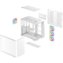 DEEPCOOL skříň CG530U 4F / ATX / 4x120mm ARGB / 2xUSB / USB-C / zaoblené sklo / panoramatická / bílá