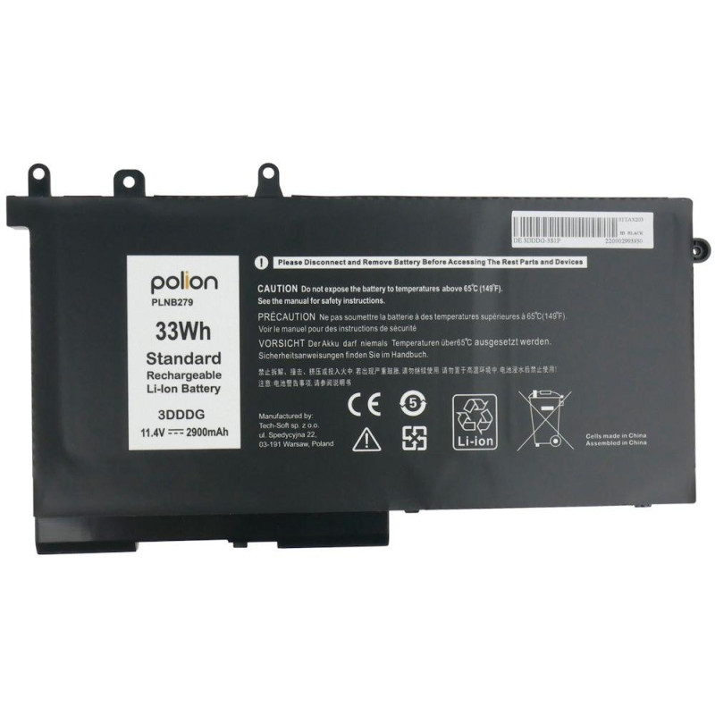 TRX Baterie Polion 3DDDG pro notebooky DELL 451-BBZT Latitude 5280 5290 5480 5490 5495 5580 - 2900mAh 33Wh/ neoriginální