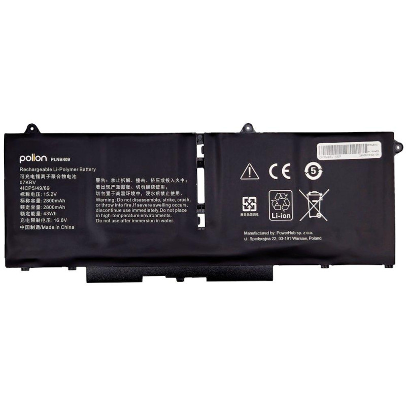 TRX Baterie Polion 07KRV pro notebooky DELL 451-BCWY Latitude 7430 7530 - 2800mAh 43Wh/ neoriginální