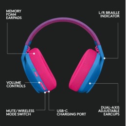 Bezdrátová herní náhlavní souprava Logitech G435 LIGHTSPEED – MODRÁ