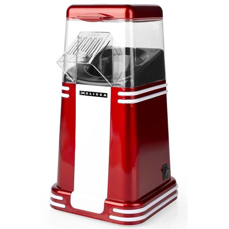 NEDIS Melissa popcornovač/ spotřeba 1200 W/ čas na přípravu 2 - 4 min/ jedna porce až 60g popcornu/ bílo-červená