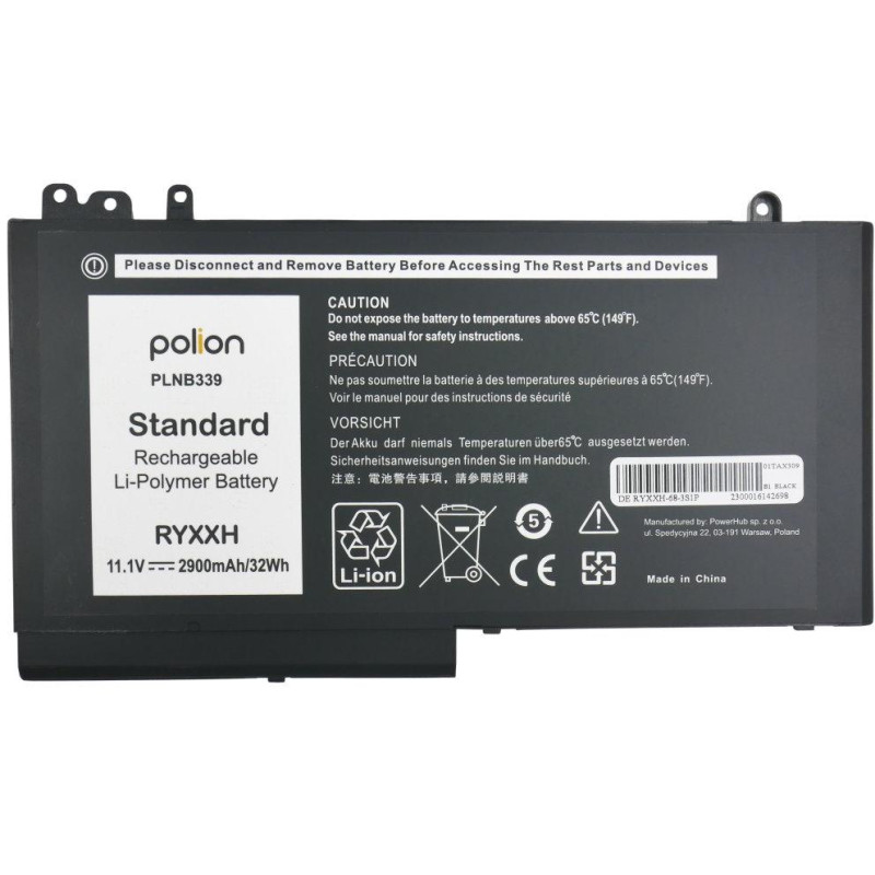TRX Baterie Polion PLNB339 pro notebooky DELL RYXXH Latitude E5250 E5450 E5550 2900mAh/ neoriginální
