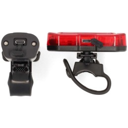 NEDIS světlo na kolo/ napájení z baterie/ 5 V DC/ 3 W/ včetně baterií/ dobíjecí/ 6500 K/ dosah svitu 100 m/ USB-C/ černé