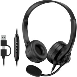 GENIUS headset HS-235U/ USB-C/ USB/ Copilot/ délka kabelu 2,4 m