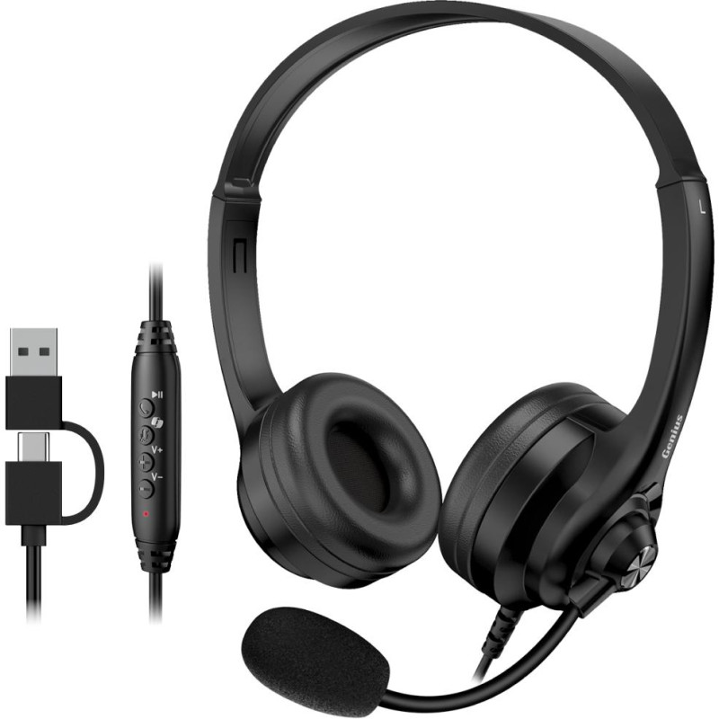 GENIUS headset HS-235U/ USB-C/ USB/ Copilot/ délka kabelu 2,4 m