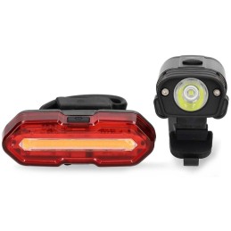 NEDIS světlo na kolo/ napájení z baterie/ 5 V DC/ 3 W/ včetně baterií/ dobíjecí/ 6500 K/ dosah svitu 100 m/ USB-C/ černé