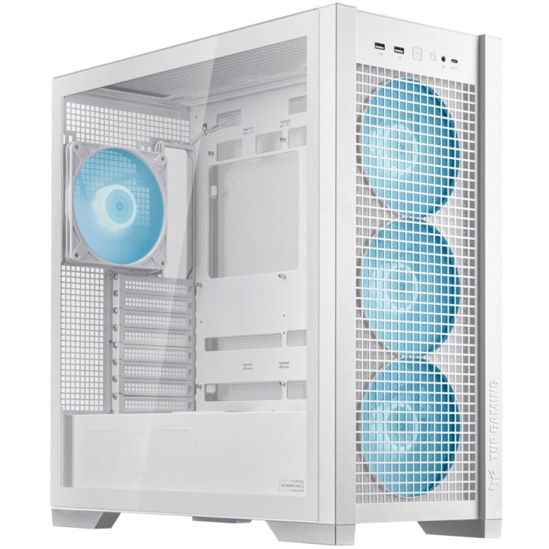 POUŽITÉ - ASUS skříň TUF GAMING GT302 TG ARGB WHITE/ ATX / průhledná bočnice / 4x 140mm ARGB / bez zdroje / bílá