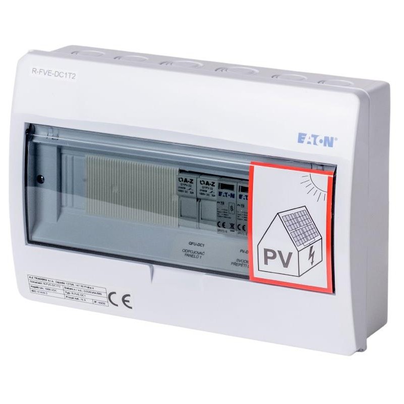 Solarmi DC1T2 osazený rozvaděč pro fotovoltaiku, svodič, odpojovač, pojistky