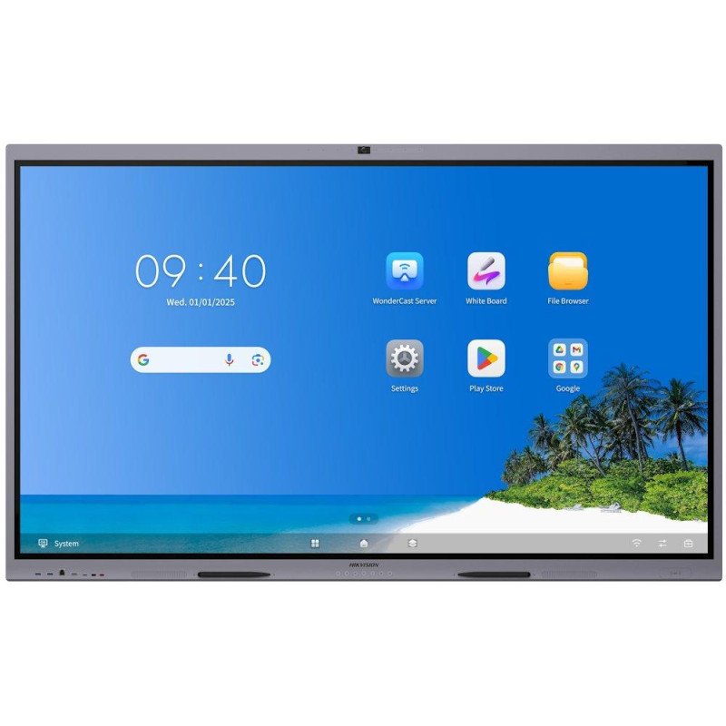 HIKVISION IFP 75"  4K, 8GB/128GB storage, 400 nit, 50 points, Android 14, USB, HDMI, Wifi ,BT,  EDLA, kamera, mikrofon
