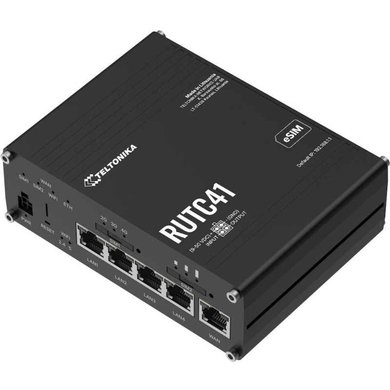 Teltonika RUTC41 průmyslový router   4x LAN, 1x WAN, 4G/LTE, Dual SIM + eSIM, WiFi 6