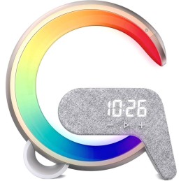 IMMAX LED relaxační lampička FLAMINGO/ Qi nabíjení/ budík/ RGB/ 300lm/ USB výstup/ BT 5.1/ zlatá