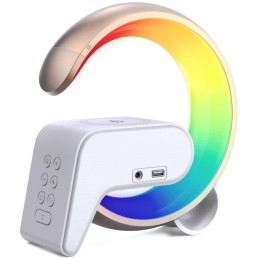 IMMAX LED relaxační lampička FLAMINGO/ Qi nabíjení/ budík/ RGB/ 300lm/ USB výstup/ BT 5.1/ zlatá