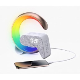 IMMAX LED relaxační lampička FLAMINGO/ Qi nabíjení/ budík/ RGB/ 300lm/ USB výstup/ BT 5.1/ zlatá