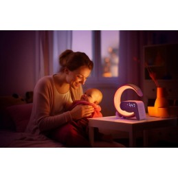 IMMAX LED relaxační lampička FLAMINGO/ Qi nabíjení/ budík/ RGB/ 300lm/ USB výstup/ BT 5.1/ zlatá
