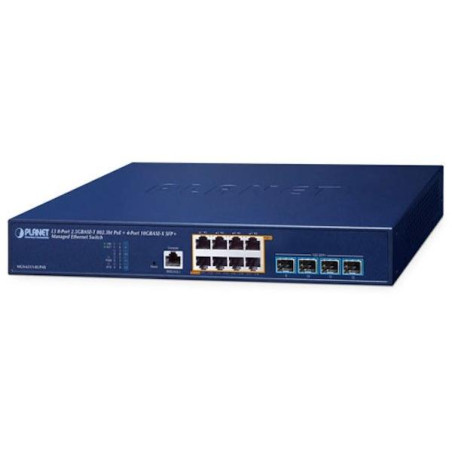 Planet MGS-6311-8UP4X L3 switch, 8x2,5Gb PoE 802.3bt 240W, 4x10Gb SFP+