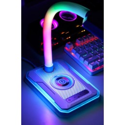 IMMAX LED stolní lampička GAMER RGB/ Qi nabíjení/ RGB/ 250lm/ 5V/2,1A/ USB výstup/ černá