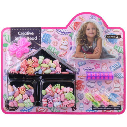 Korálky dřevěné, na kartě, 25 x 28 cm