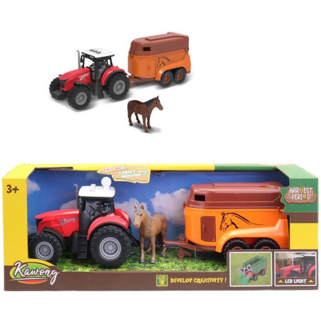 Traktor s přívěse pro převoz koní, na baterie, 15 cm