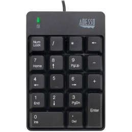 Adesso AKB-601UB/ drátová numerická klávesnice/ odolná proti polití tekutinou/ USB/ černá