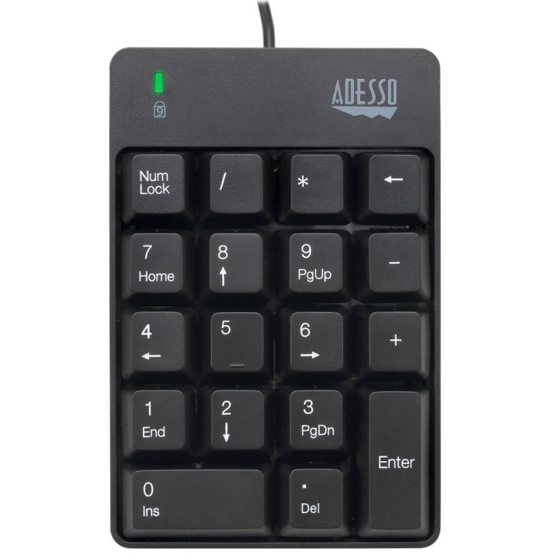 Adesso AKB-601UB/ drátová numerická klávesnice/ odolná proti polití tekutinou/ USB/ černá