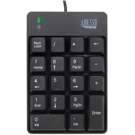 Adesso AKB-601UB/ drátová numerická klávesnice/ odolná proti polití tekutinou/ USB/ černá