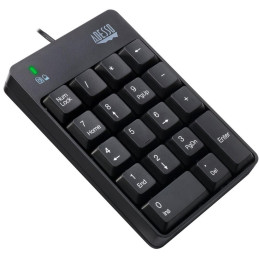 Adesso AKB-601UB/ drátová numerická klávesnice/ odolná proti polití tekutinou/ USB/ černá